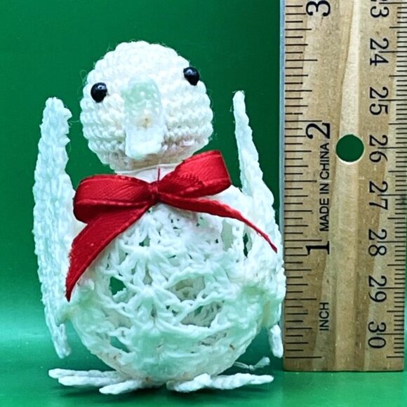 Set 4 Vintage Crochet Bird Ornament Handmade Dove 1980s White Xmas Holiday Décor - Picture 2 of 9